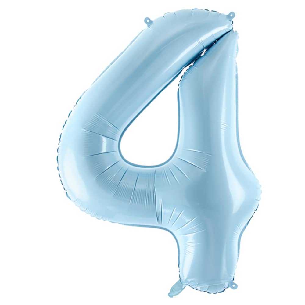 Folieballon Cijfer 4 (86 cm) - Lichtblauw