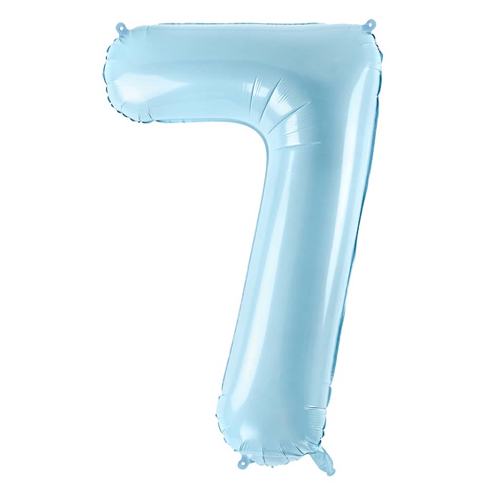 Folieballon cijfer 7 in de kleur lichtblauw
