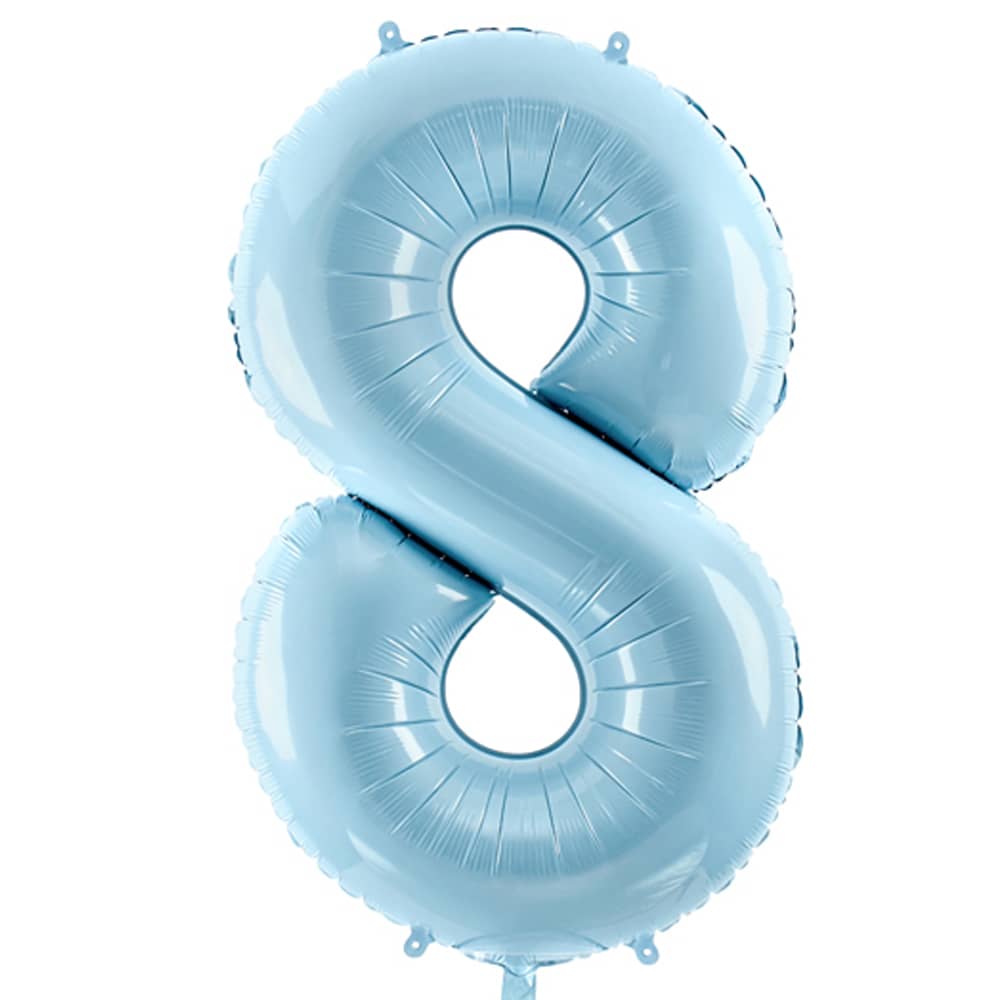 Folieballon Cijfer 8 (86 cm) - Lichtblauw