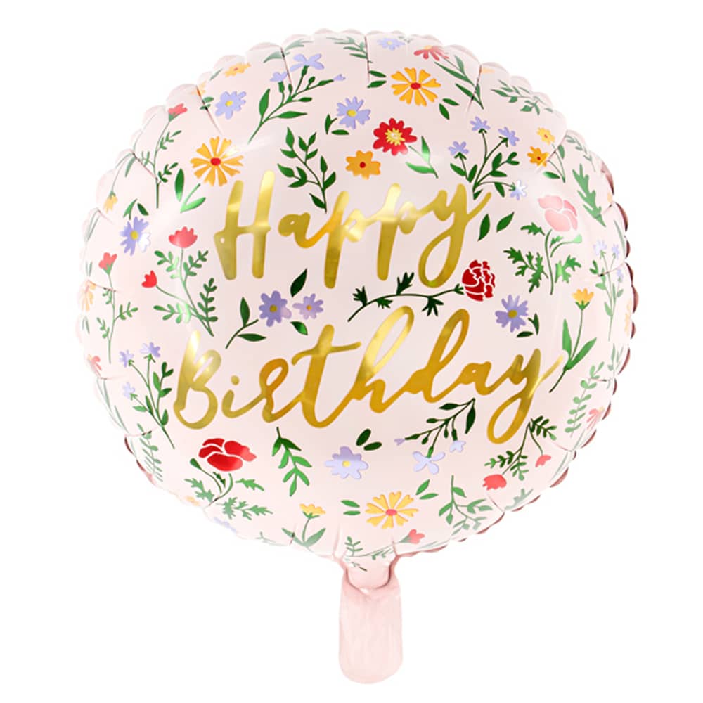 Folieballon 'Happy Birthday' Bloemen - 35 cm