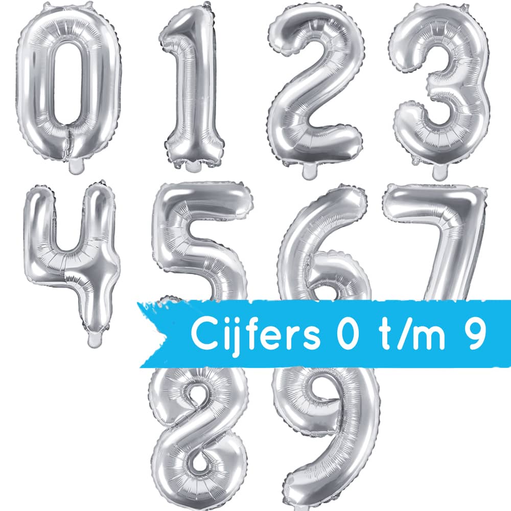 Folieballon Cijfer 1 (35 cm) - Zilver