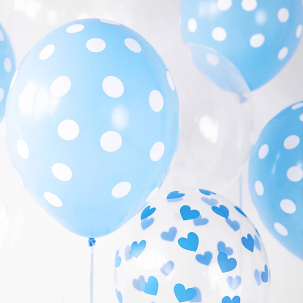 Ballonnen Transparant Blauwe Hartjes - 6 stuks