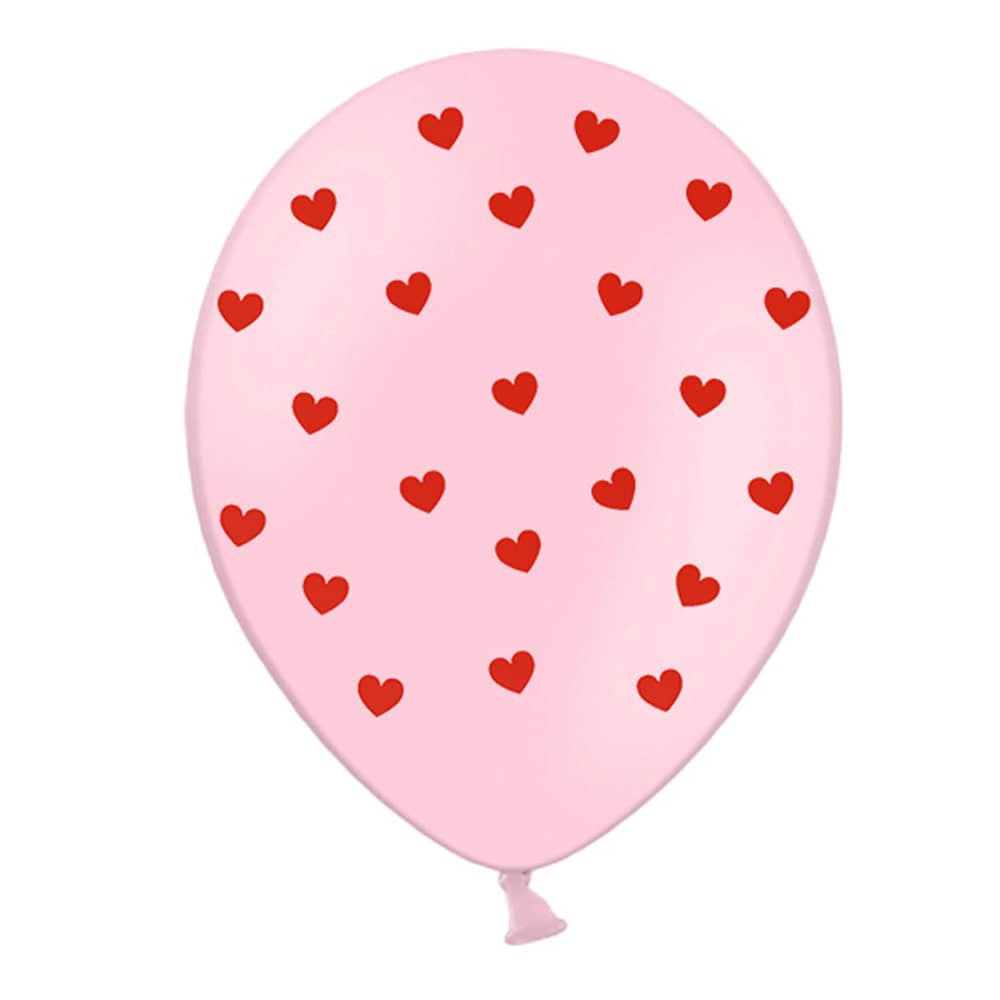 Ballonnen Roze met Mini Hartjes - 6 stuks