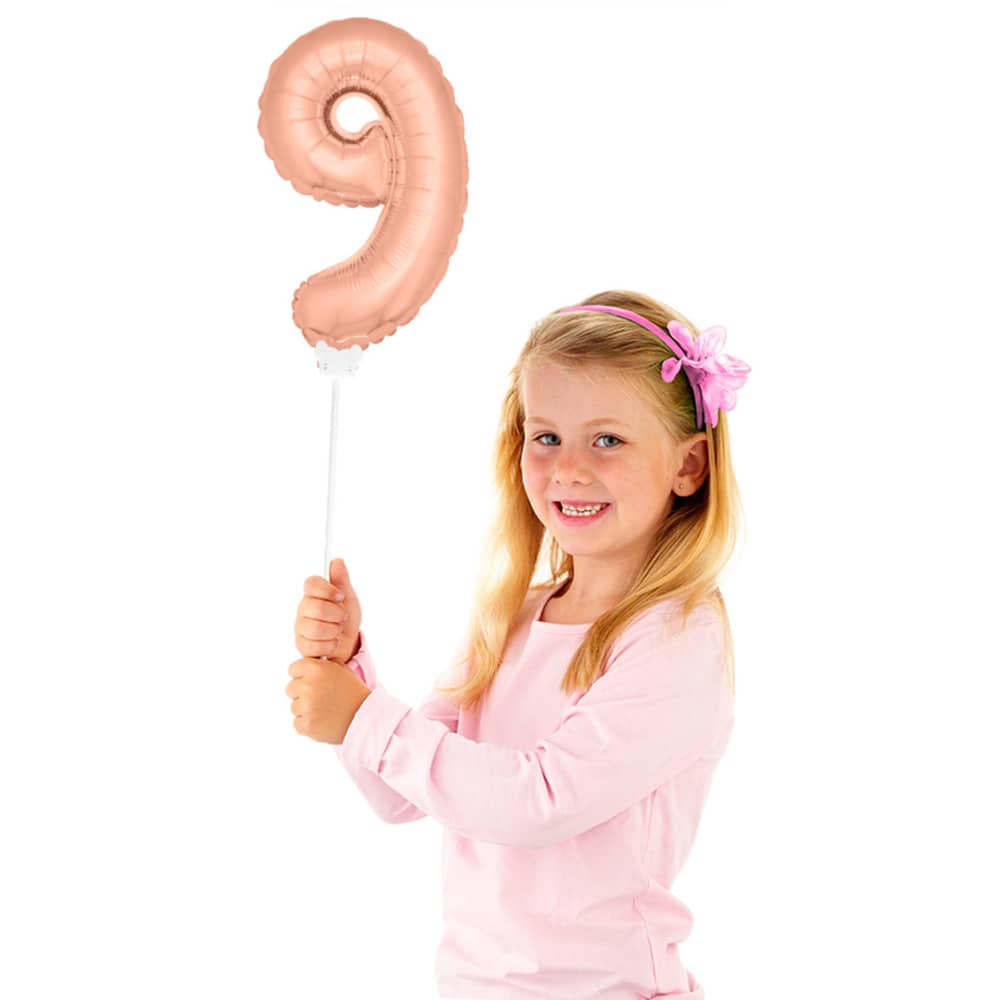 Foliecijfer Mini ‘9’ Rosé Goud - 36 Centimeter