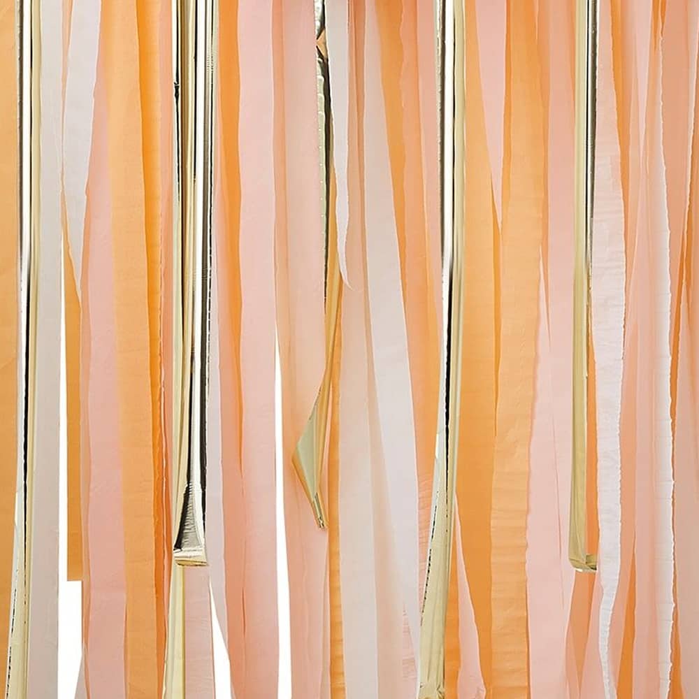 Backdrop Streamers Gold & Peach Party