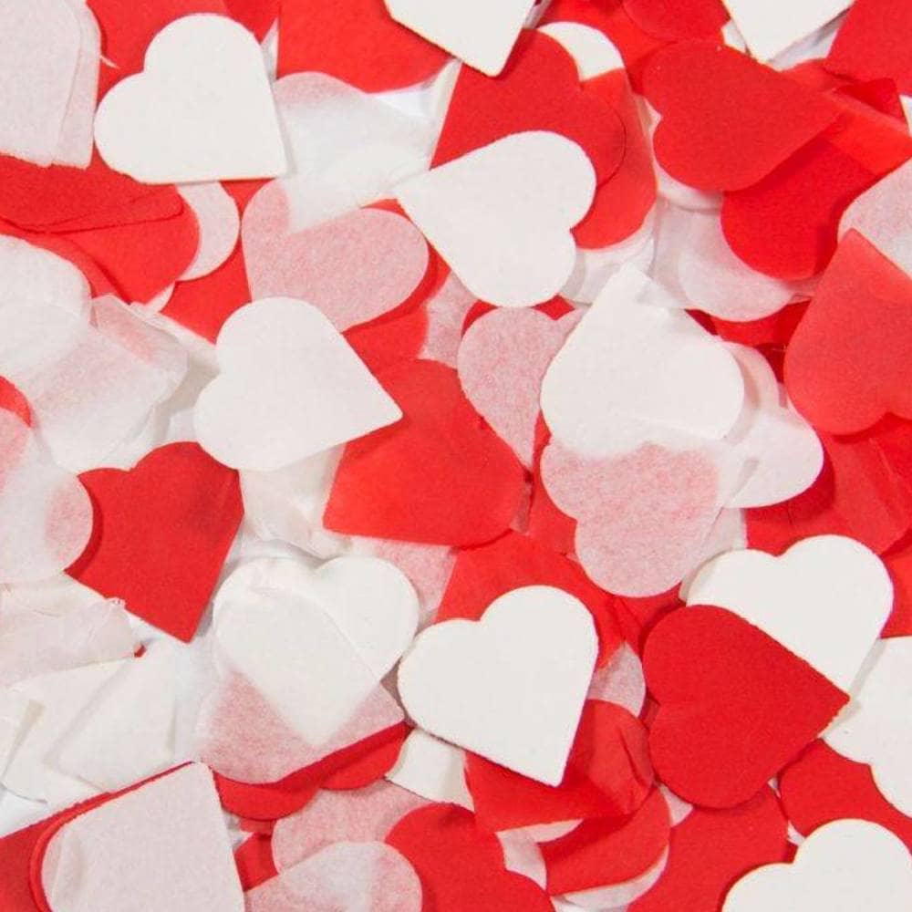 Hartvormige witte en rode confetti