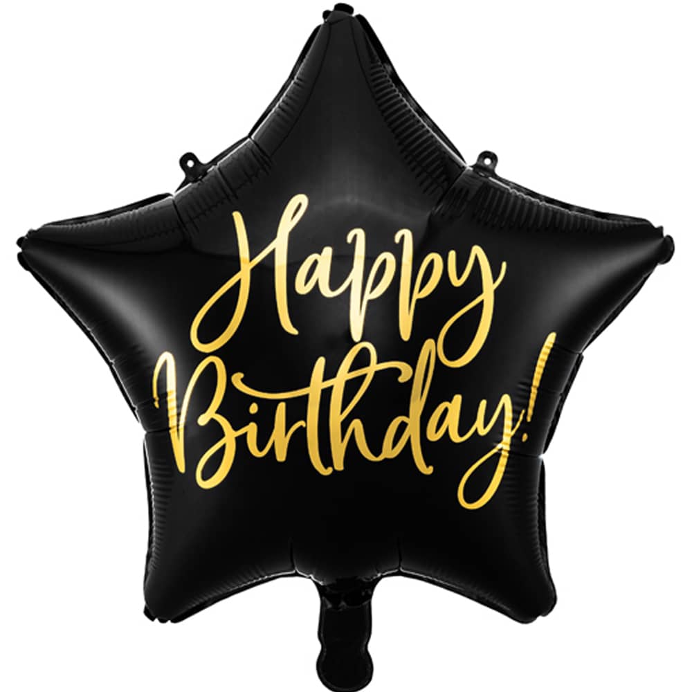 Folieballon Ster Happy Birthday Zwart - 40 Centimeter