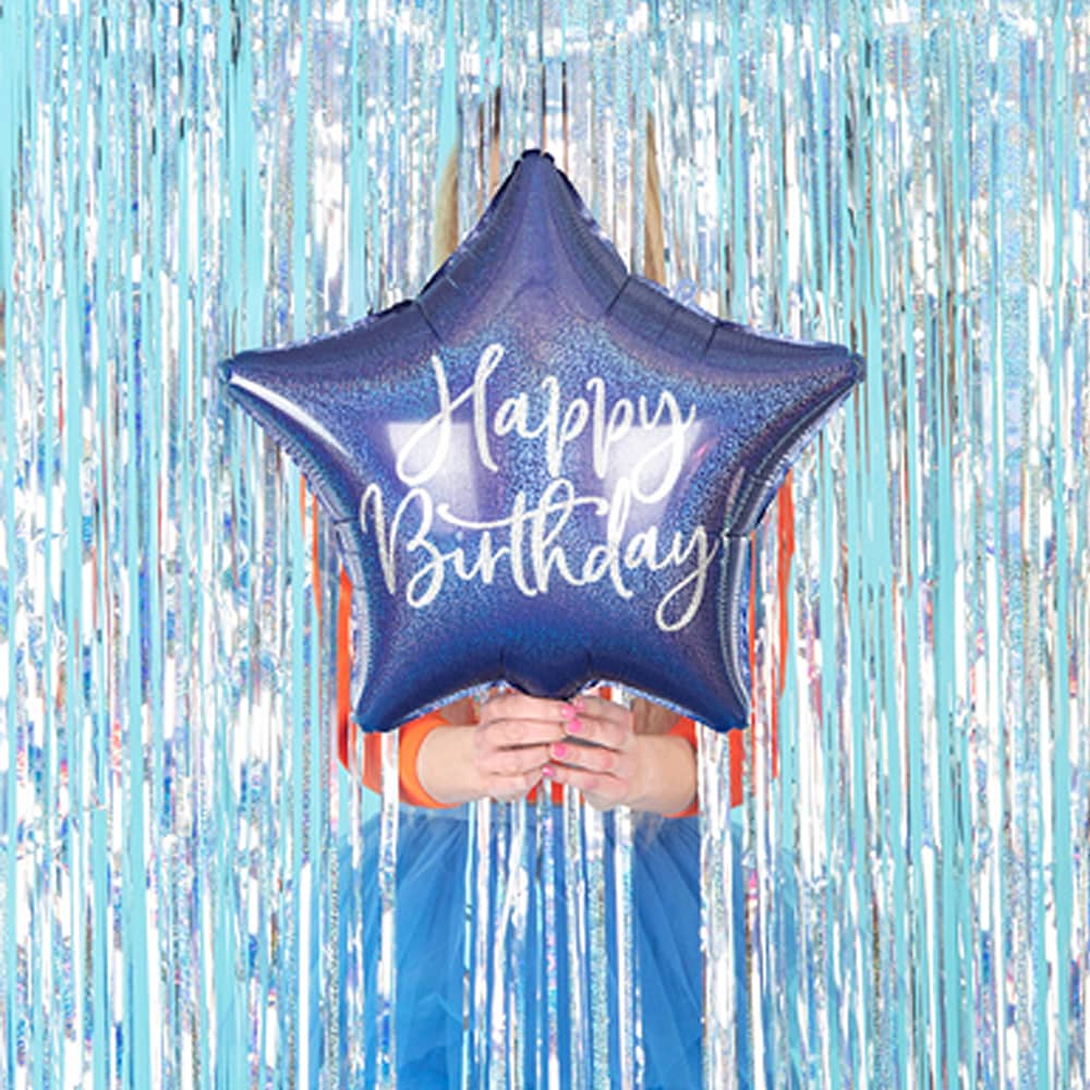 Folieballon Ster Happy Birthday Navy - 40 Centimeter