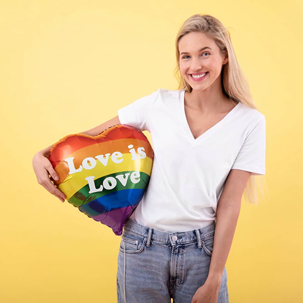 Folieballon Hart 'Love is Love' Rainbow - 40 Centimeter