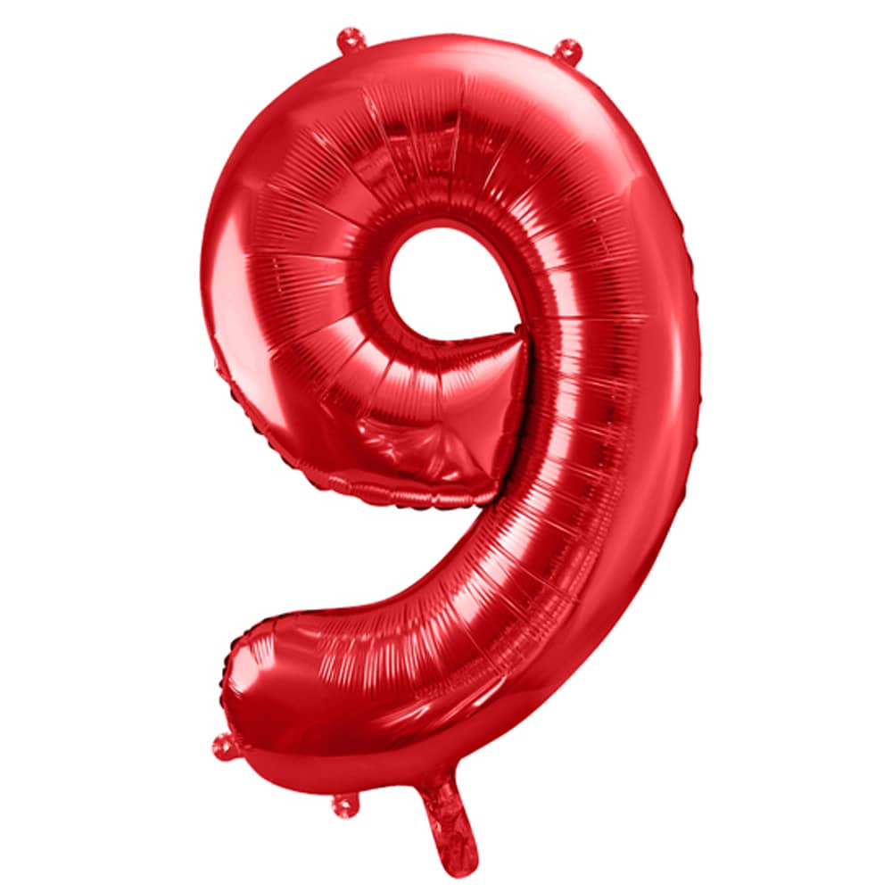 Folieballon cijfer 9 in de kleur rood
