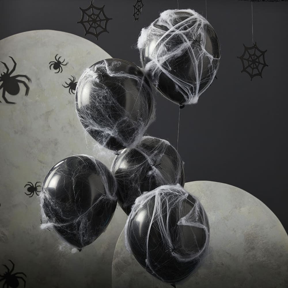 Ballonnen Spinnenweb en Spinnen - 5 stuks