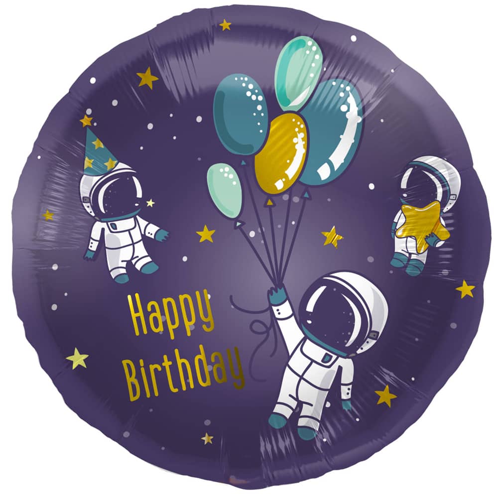 Folieballon Happy Birthday Ruimte - 45 cm
