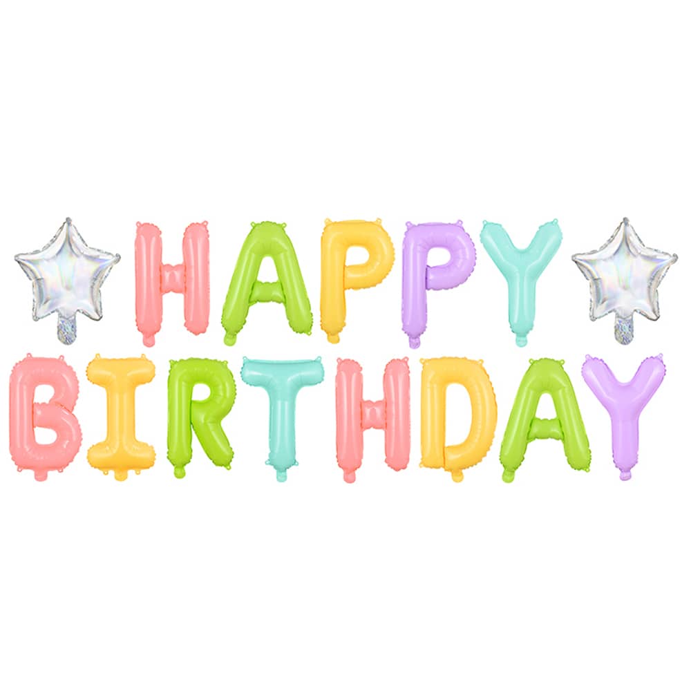 Folieballon Happy Birthday Pastel - 395 centimeter