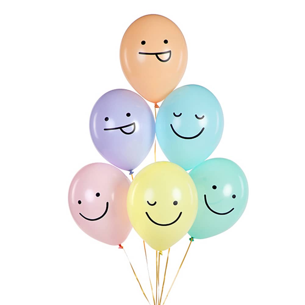 Ballonnen Pastel Smileys - 6 stuks