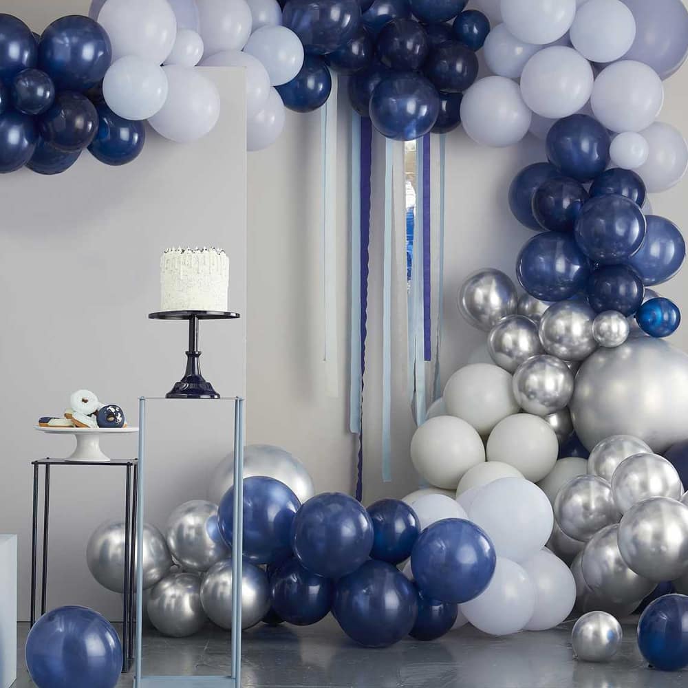 Ballonnenversiering Zilver & Blauw XL - 200 stuks