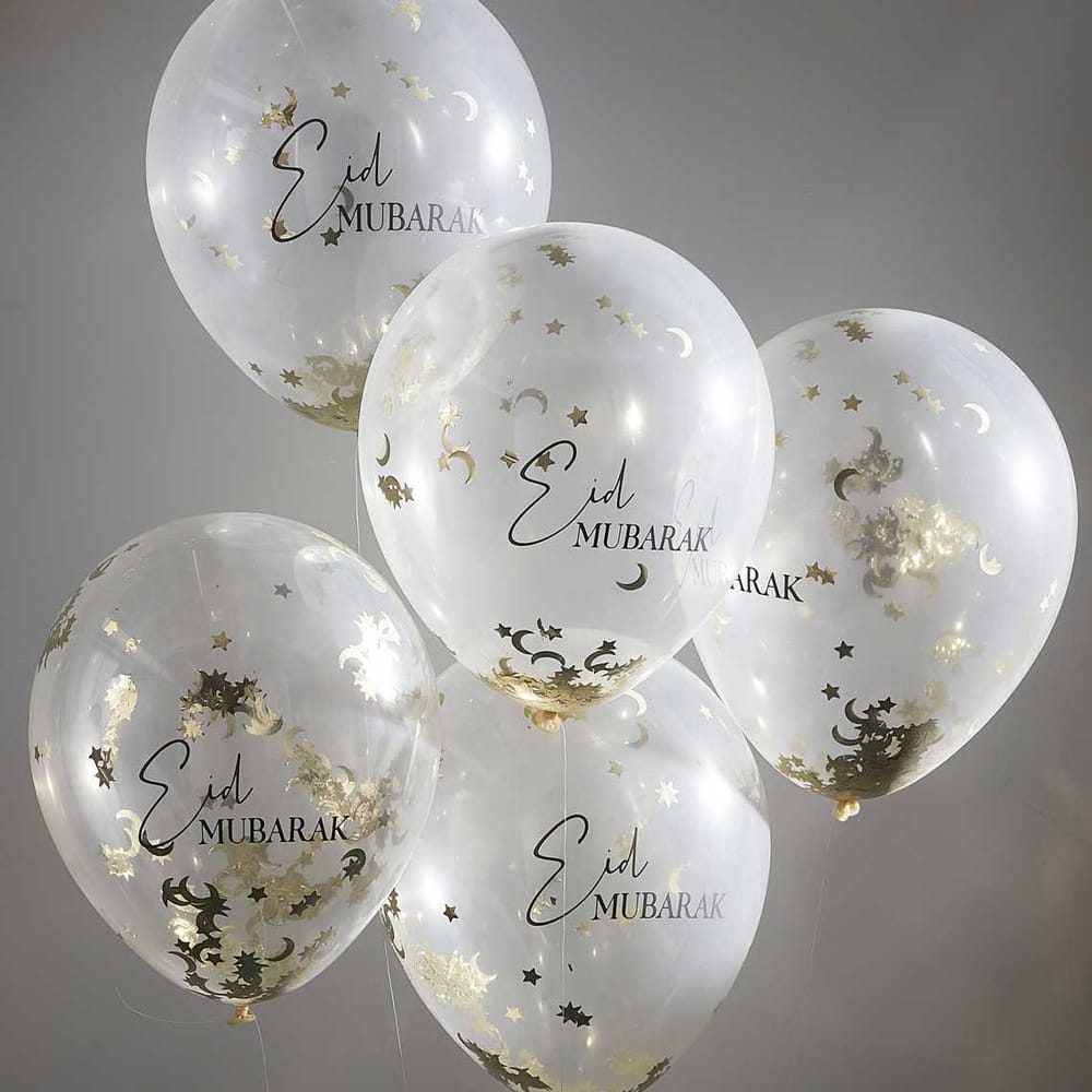 Confetti ballonnen met eid mubarak erop