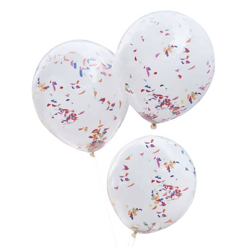 dubbellaagse ballonnen met confetti ertussen
