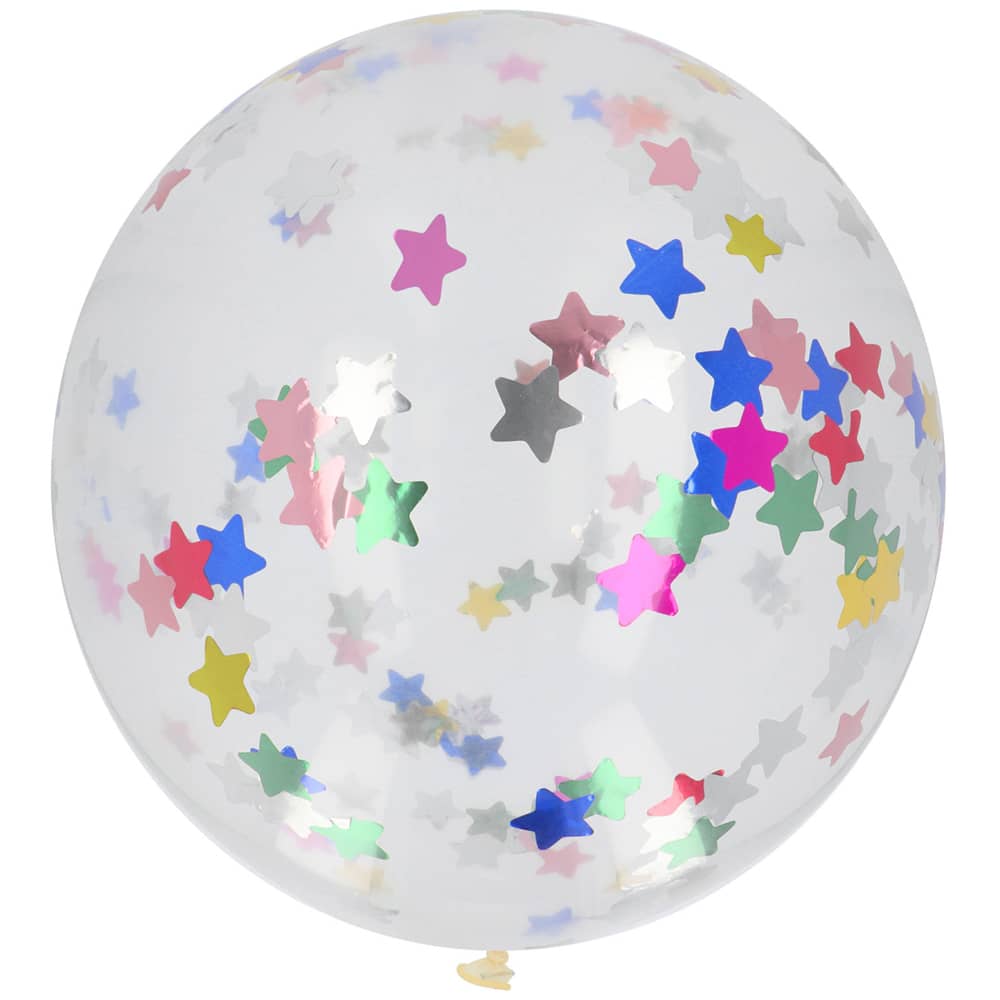 Reuze ballon met sterren confetti in diverse kleuren