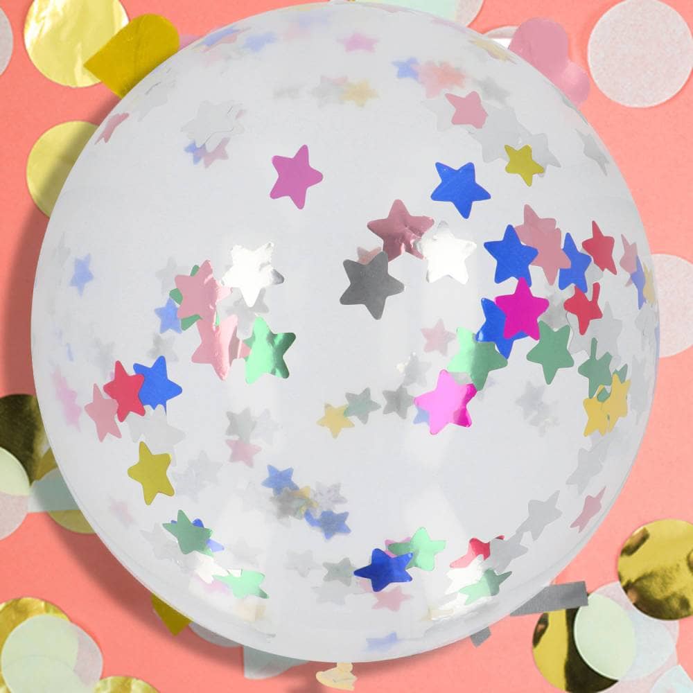 Reuzeballon van 61 centimeter met sterren confetti