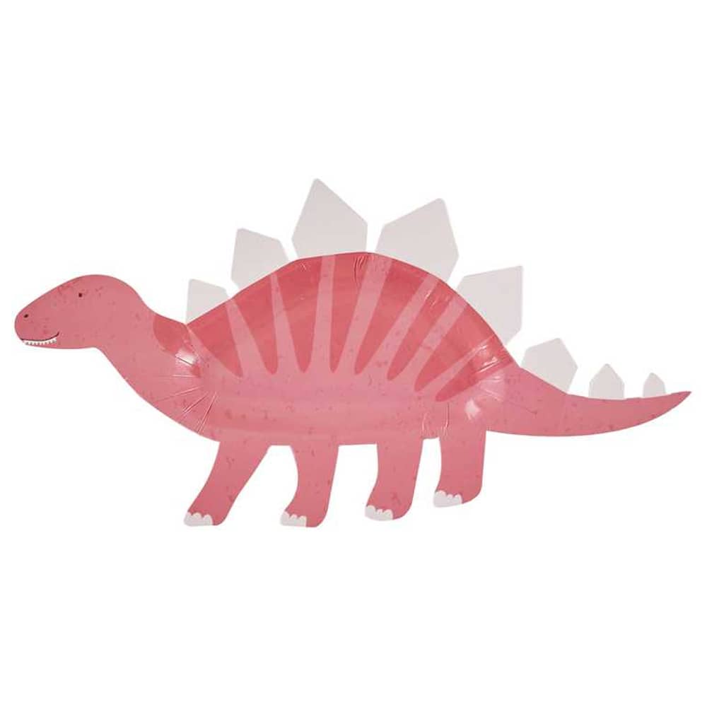 Roze bordjes in de vorm van een Stegosaurus
