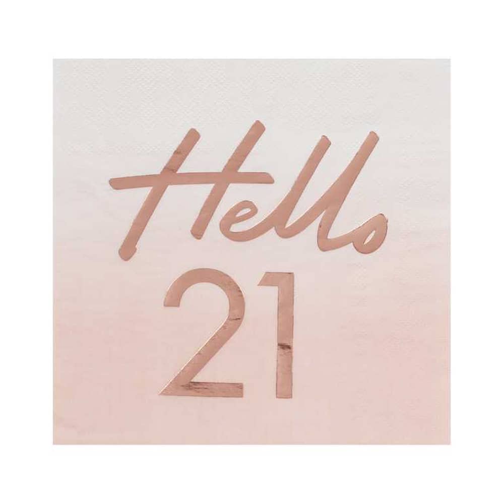 Roze Servetten met de tekst Hello 21