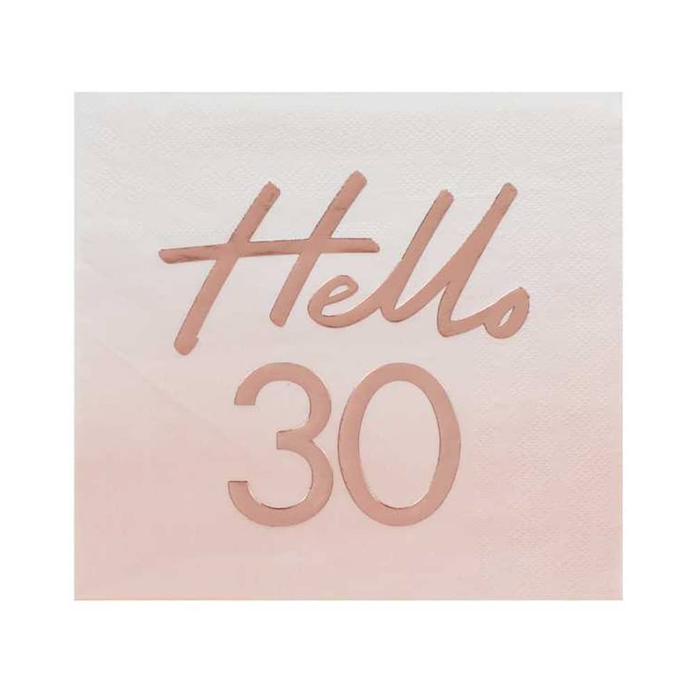 Roze Servetten met de tekst Hello 30