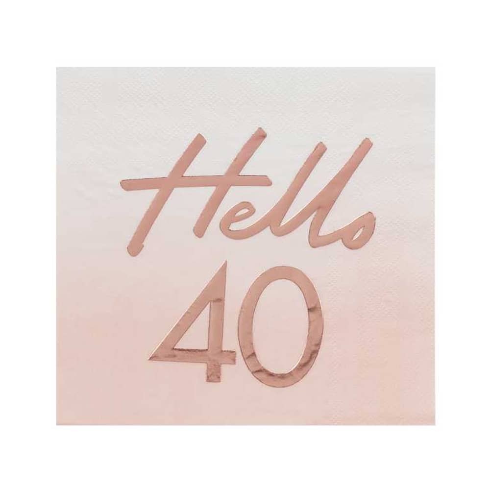Roze Servetten met de tekst Hello 40