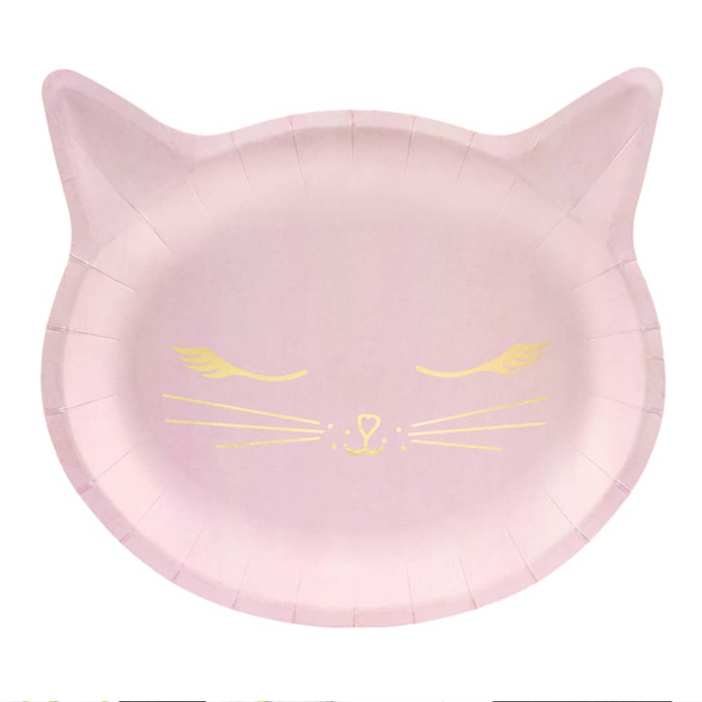 roze bordje in de vorm van een kat