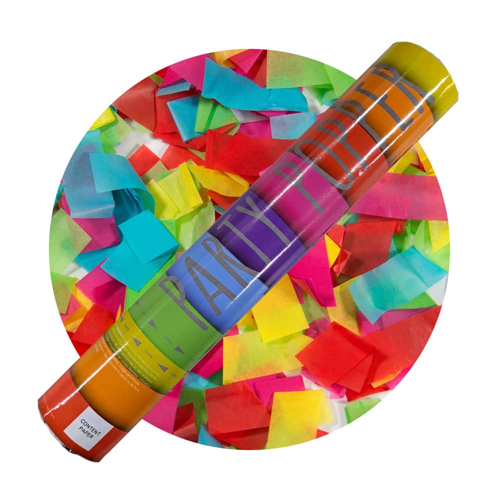 Multicolor confettishooter op multicolor confetti