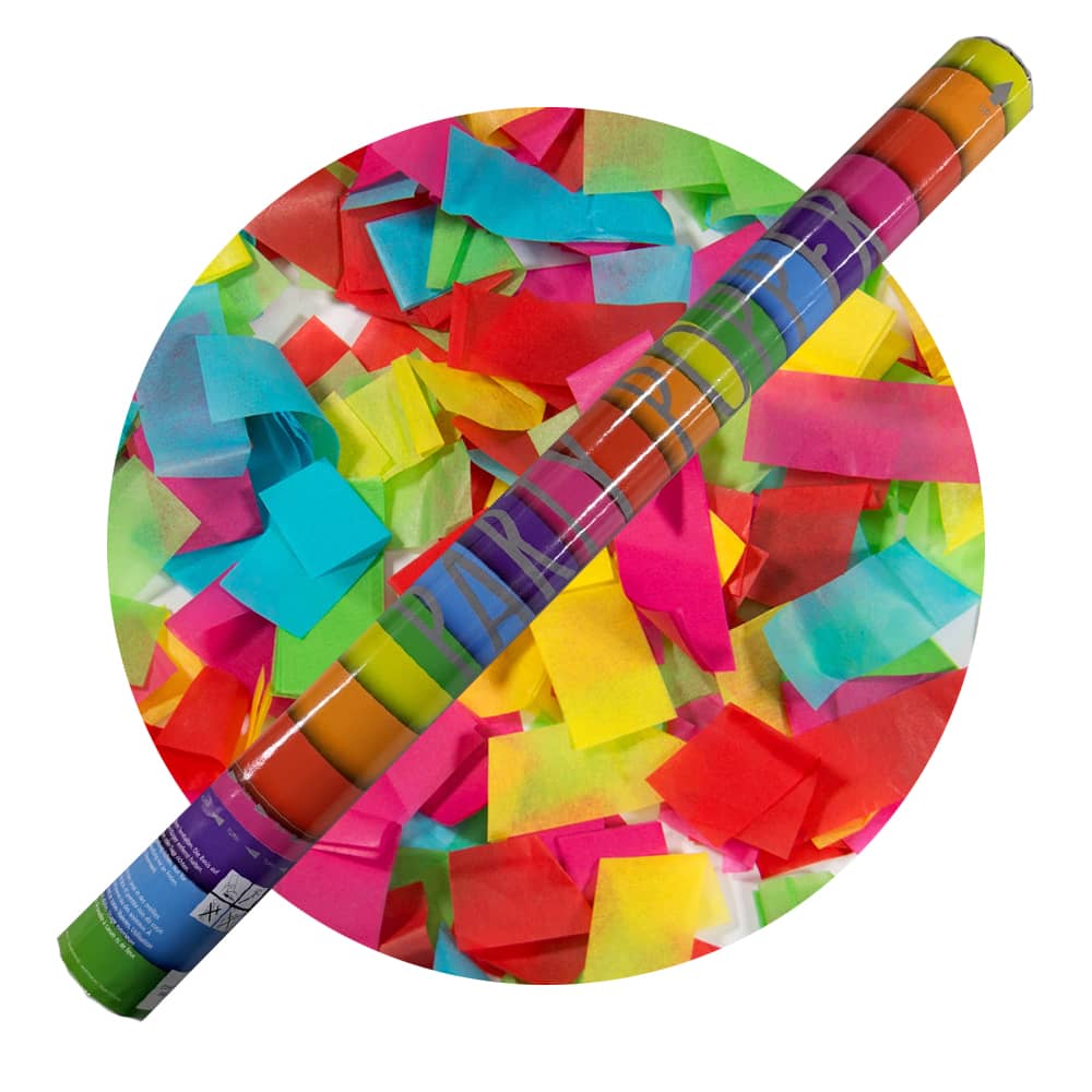 Multicolor confettishooter op multicolor confetti