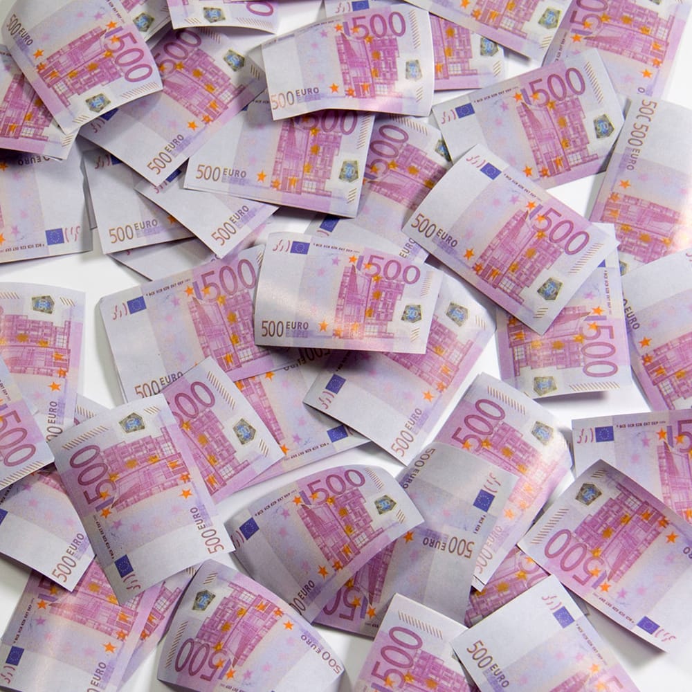 Confetti in de vorm van 500 euro briefjes