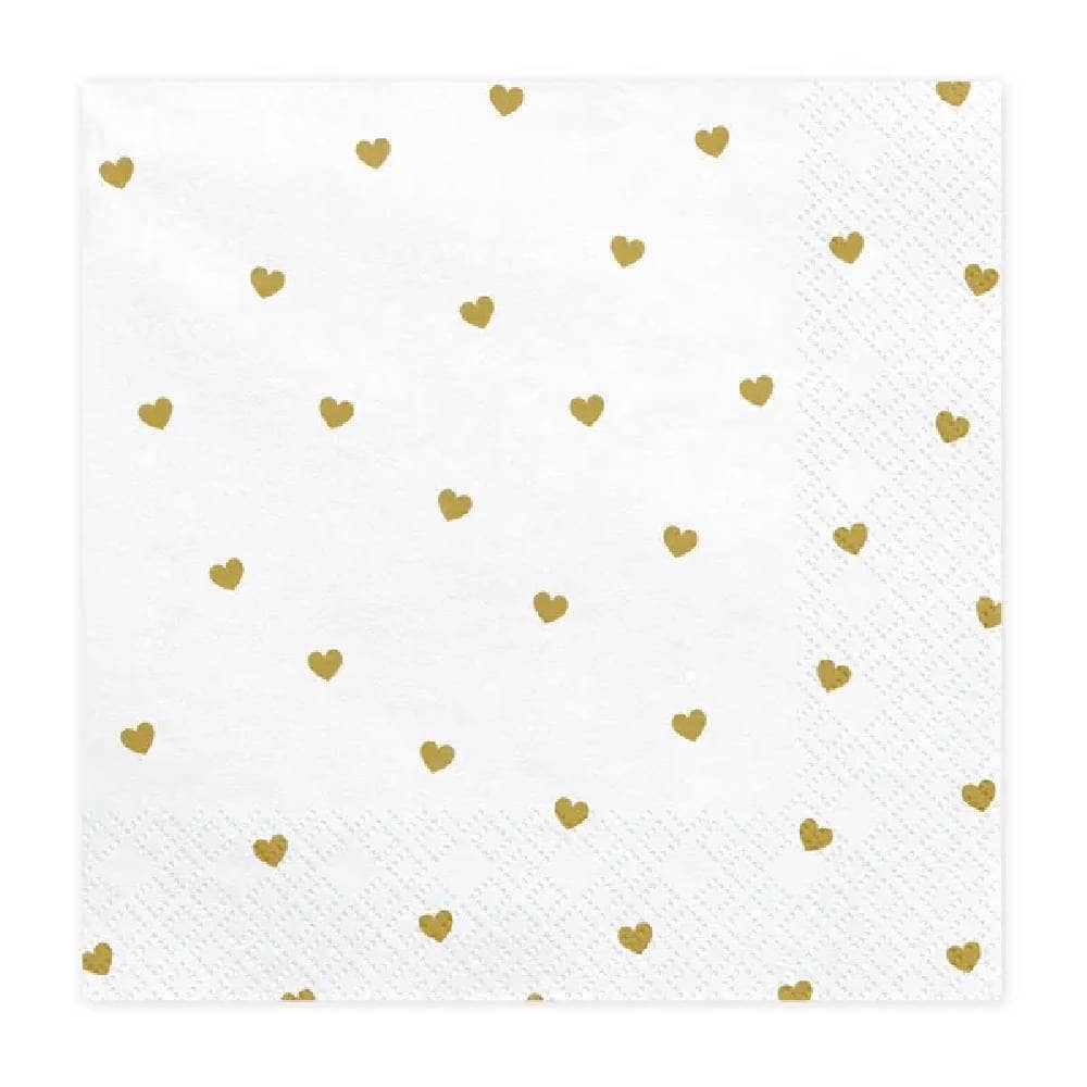 Witte vierkante servetten met gouden hartjes