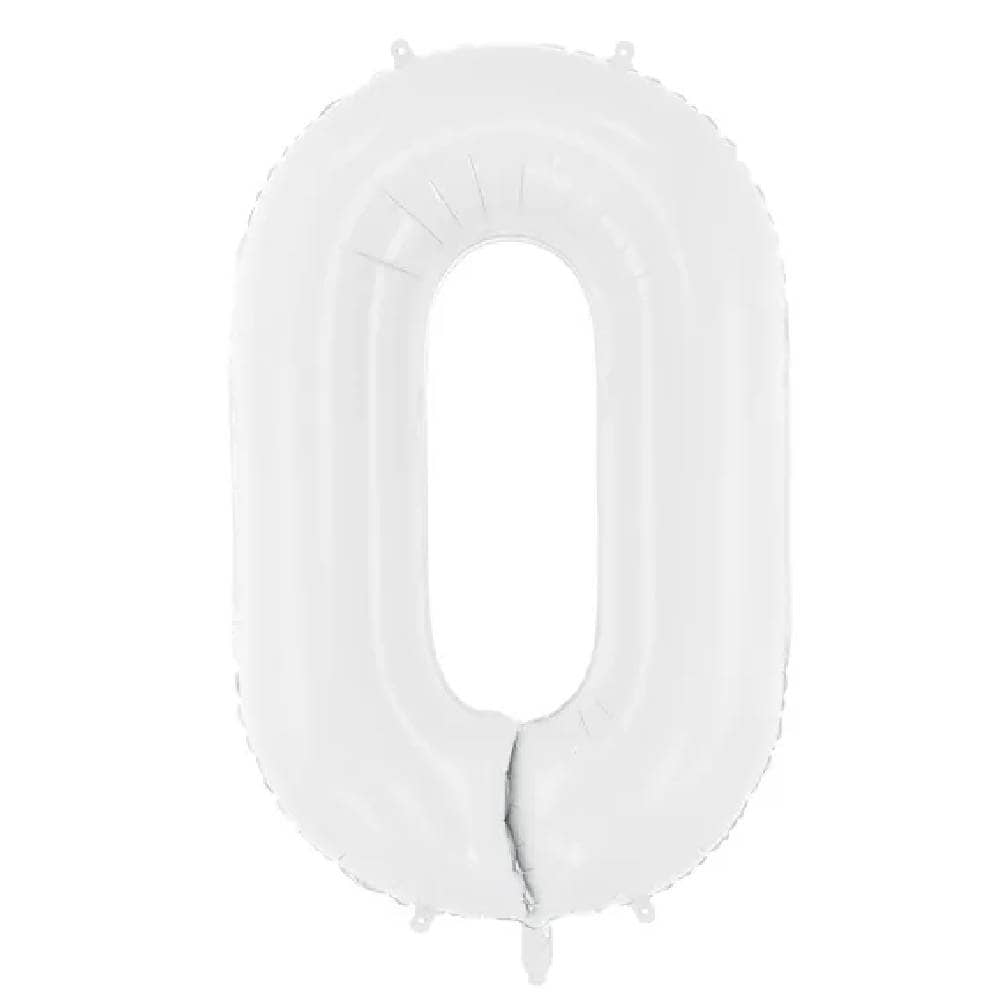Folieballon cijfer 0 in de kleur wit