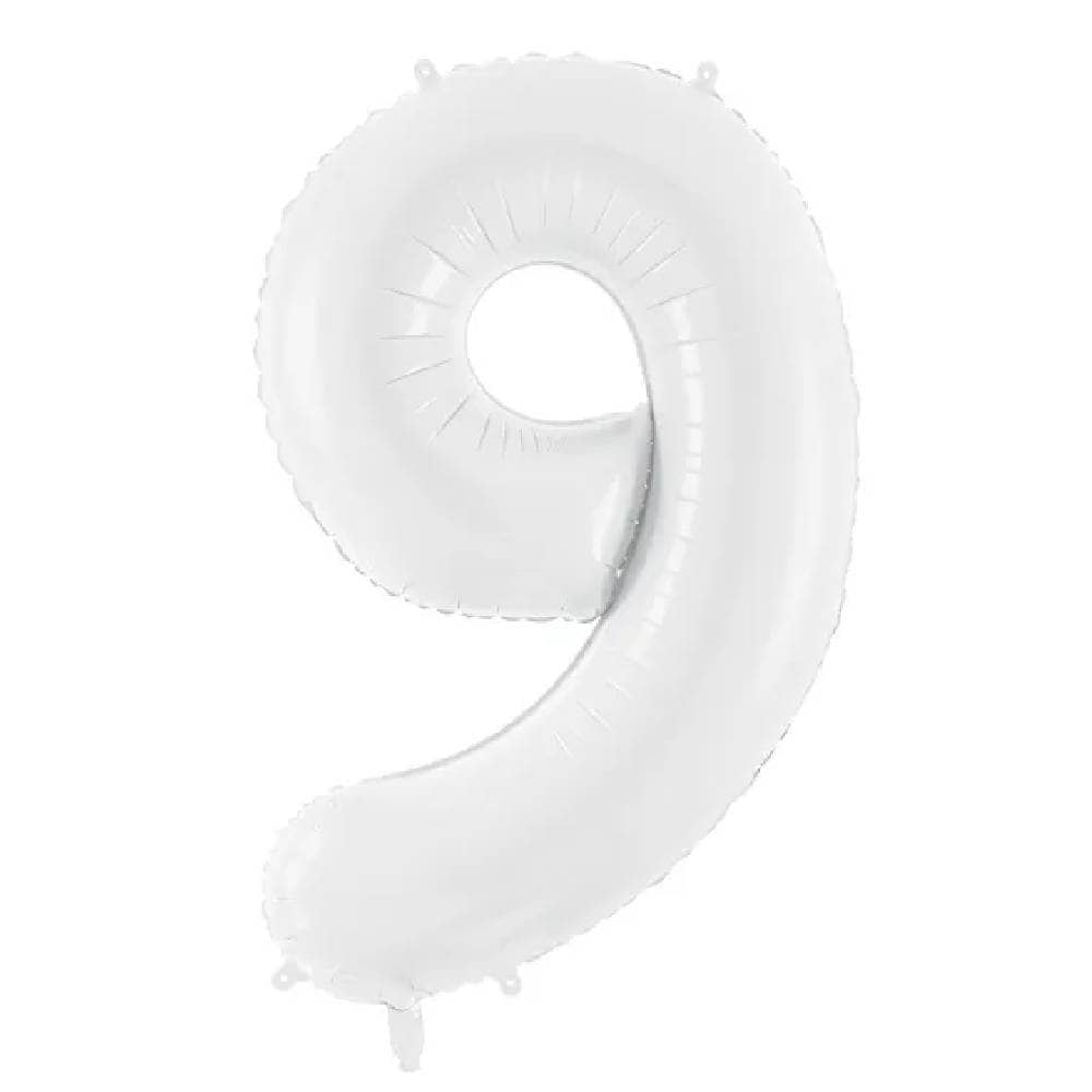 Folieballon cijfer 9 in het wit