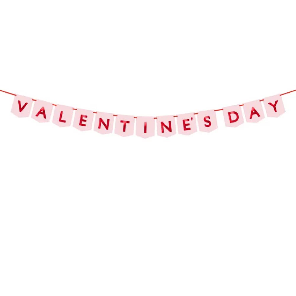 Letter banner in het roze met rood met de tekst Valentine's Day