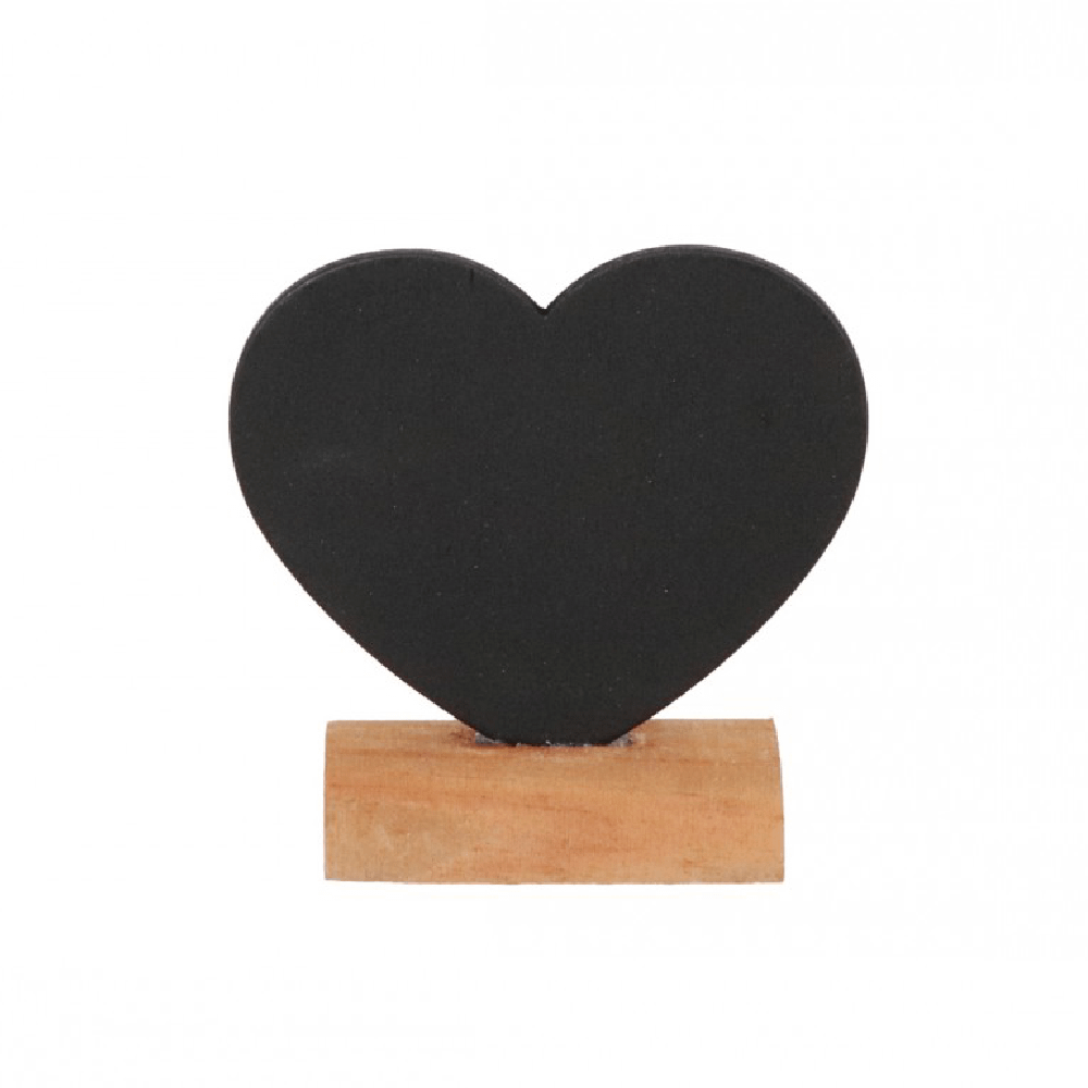 Krijtbord hartje in een houten standaard