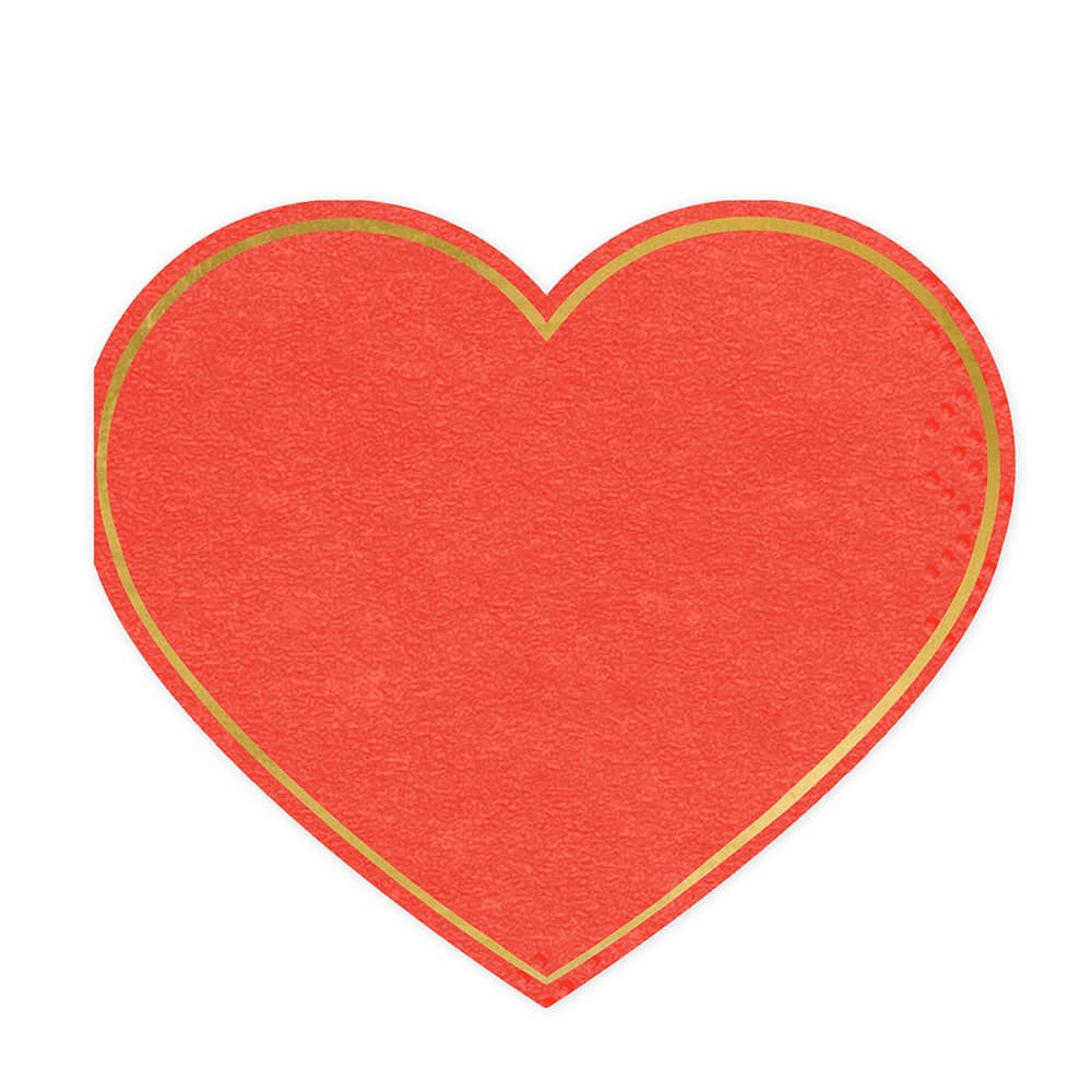 bordje met een rood, hartvormig servetje erop