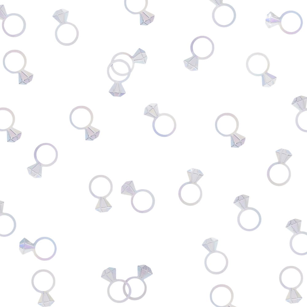Iridescent confetti in de vorm van trouwringen