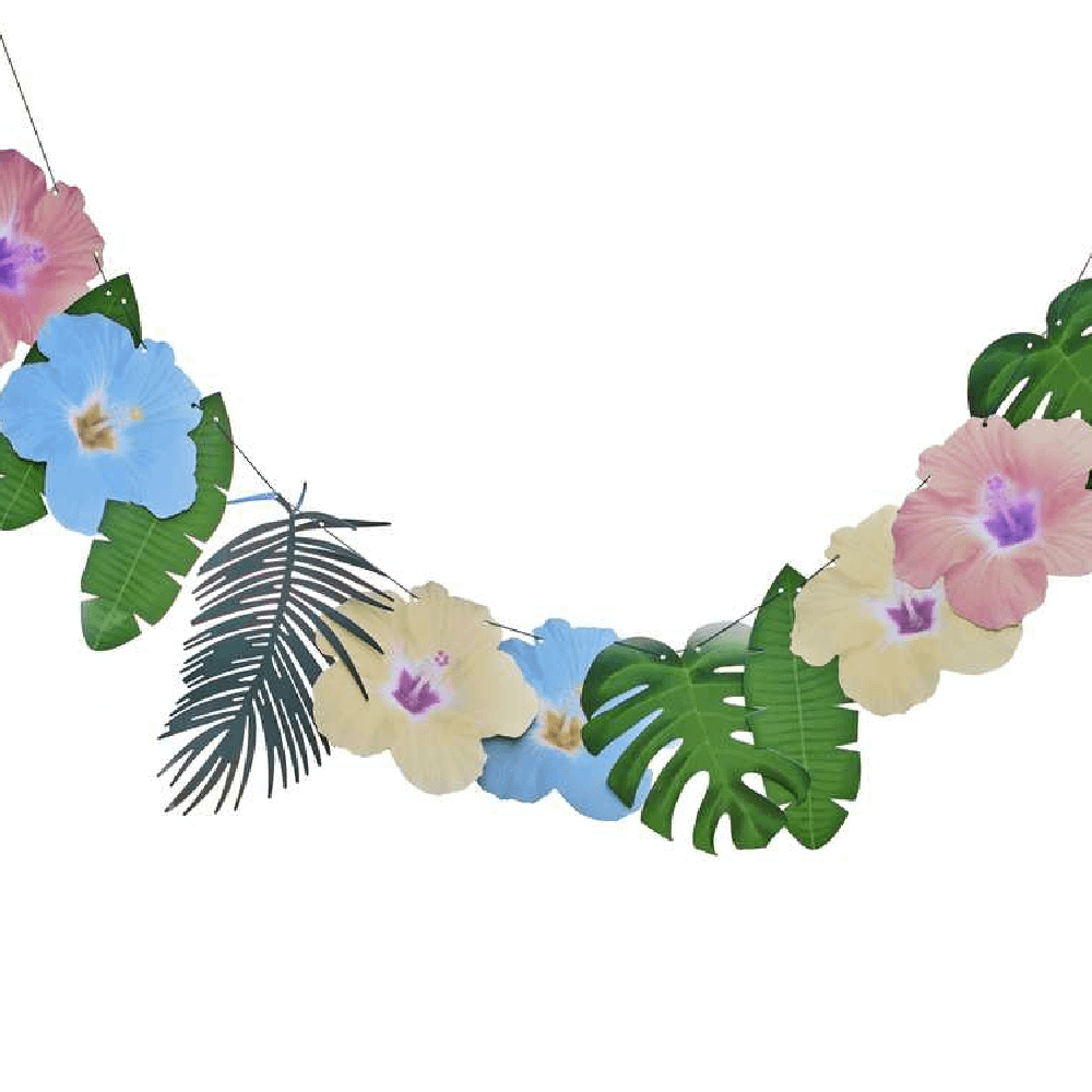 slinger met bloemen en palmbladeren