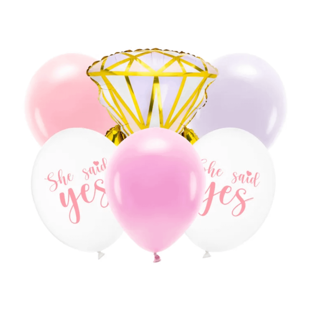 Ballonnen set met latex ballonnen en een folieballon in het roze en lila