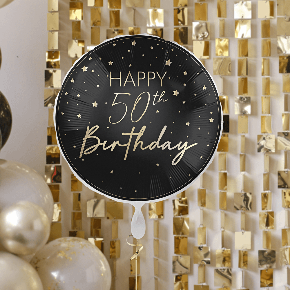 gouden en zwarte ballon voor een 50ste verjaardag