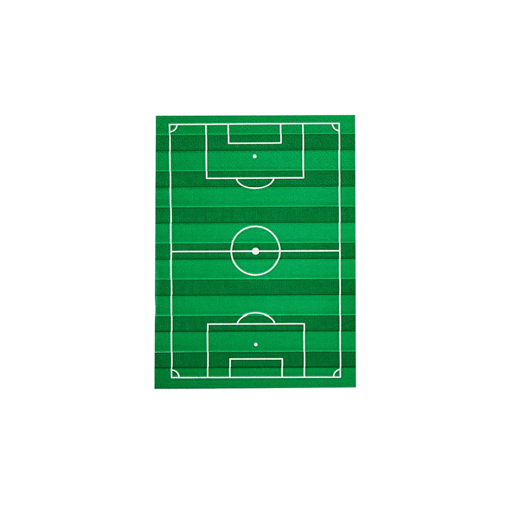 servet in de vorm van een groen voetbalveld