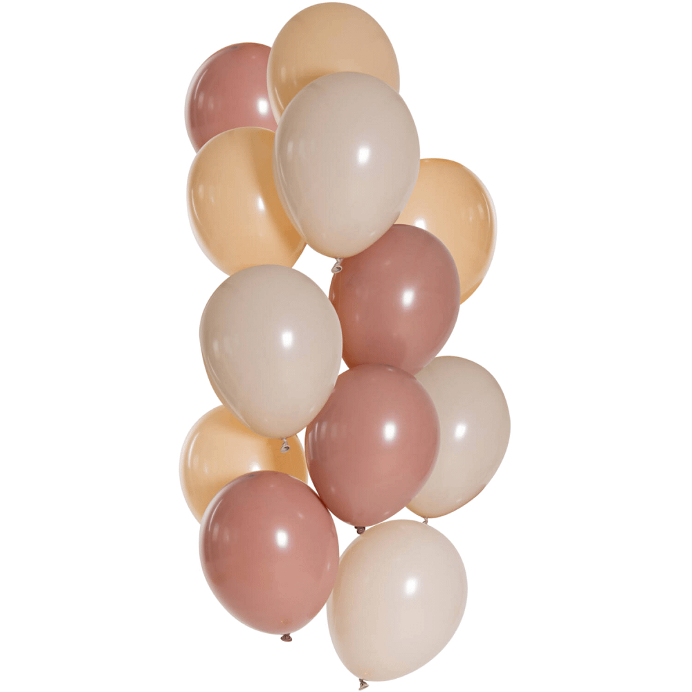 Ballonnen in het zachtroze, creme en perzik