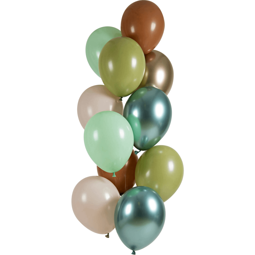 Chrome ballonnen in het nude, bruin, goud en mosgroen