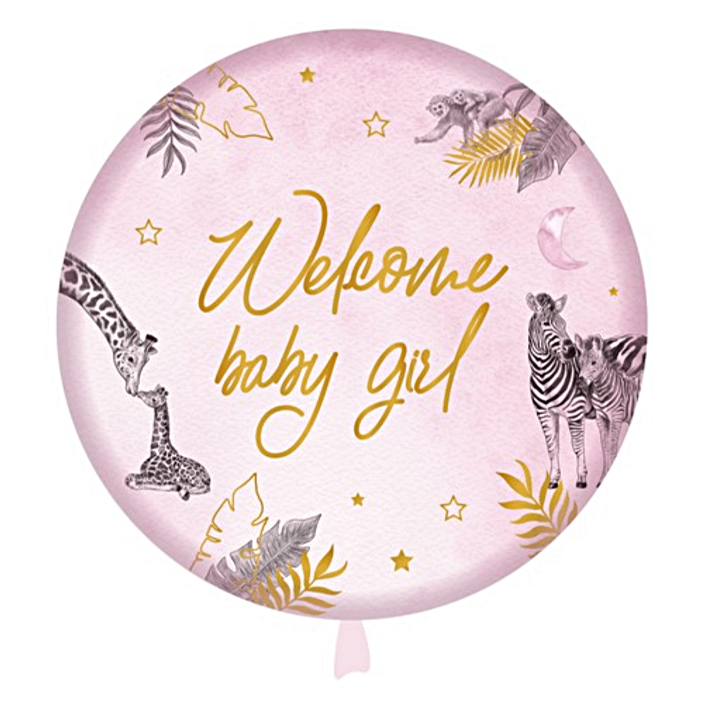 Folieballon met gouden en roze print voor een babyshower meisje