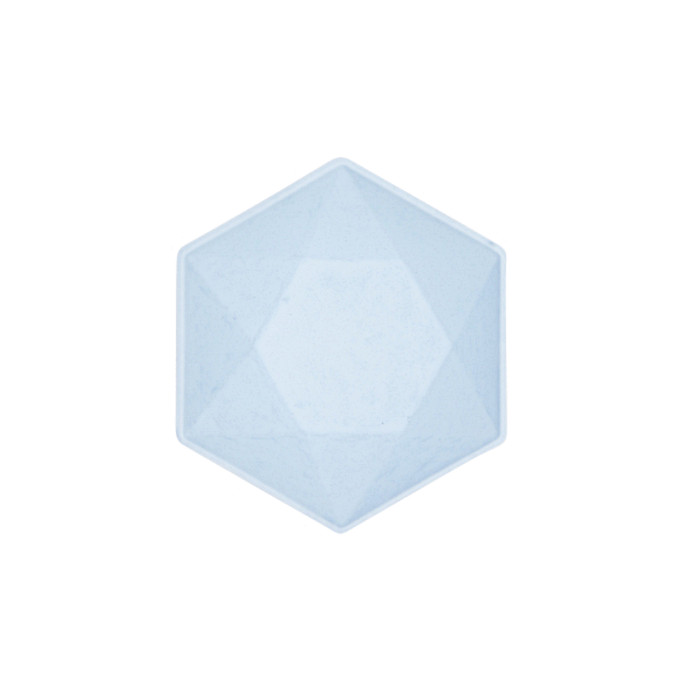 Lichtblauwe bakjes in de vorm van een hexagon