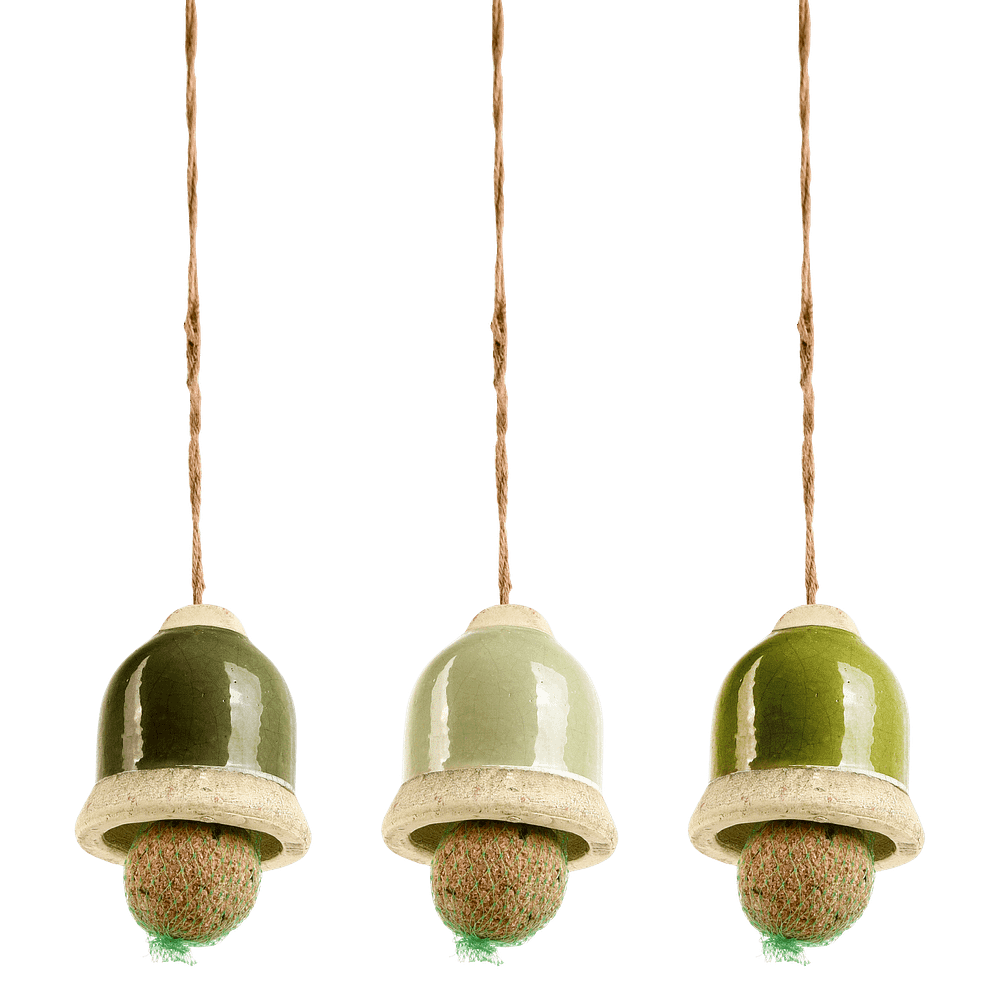 drie vetbolhouders in de vorm van een bel in diverse groentinten