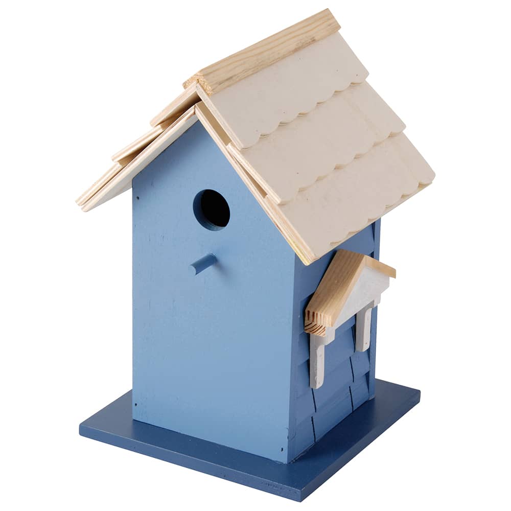 blauw huisje voor vogels