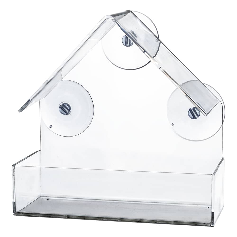transparant huisje met zuignappen om aan raam te maken