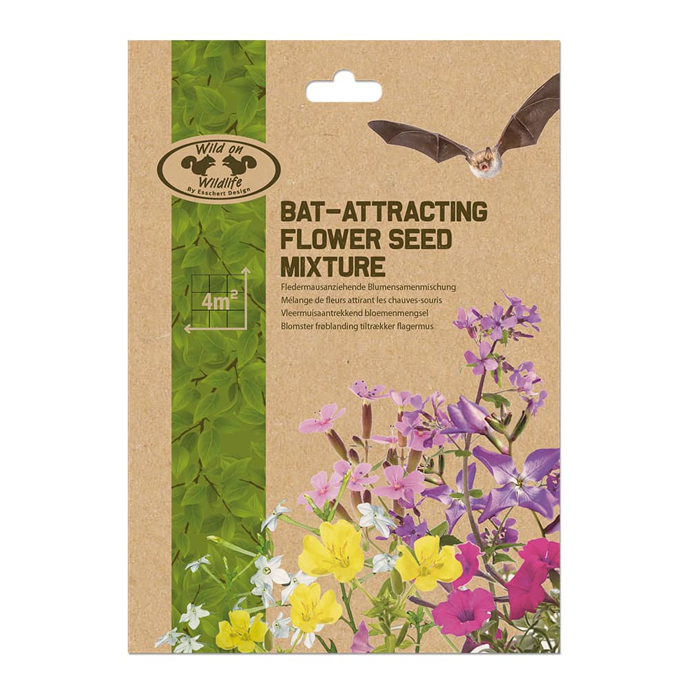 Verpakking met bloemenzaden om vleermuizen mee aan te trekken